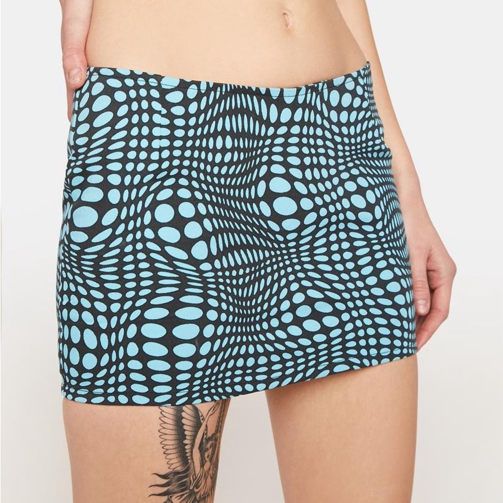 MOTEL Rocks Blue & Black Mini Skirt Size Medium - Picture 2 of 11